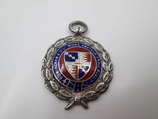 Sports fob medal. Amateur Football Association. Silver & enamel. Vaughtons