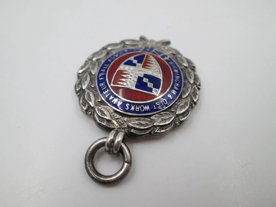 Sports fob medal. Amateur Football Association. Silver & enamel. Vaughtons