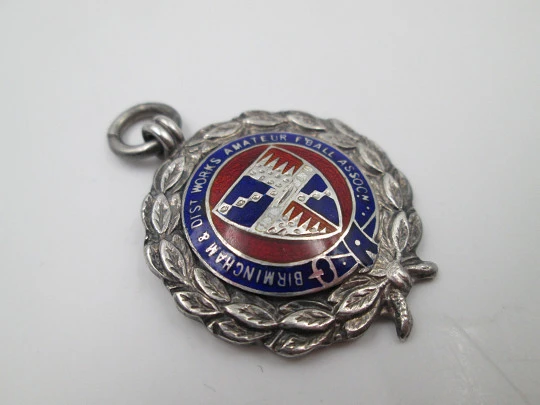 Sports fob medal. Amateur Football Association. Silver & enamel. Vaughtons