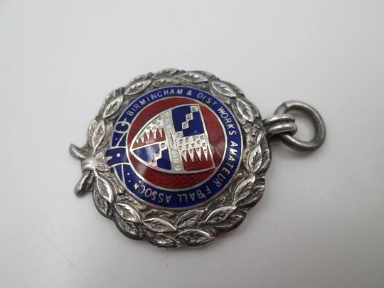 Sports fob medal. Amateur Football Association. Silver & enamel. Vaughtons