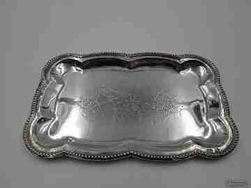 Sterling silver bread tray. Flowers & leaves chiselled. 1970's. Spain