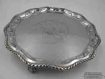Sterling silver centerpiece. Chiselled pheasant. 1970's. Legs