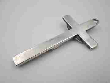 Sterling silver cross crucifix convents. Ring on top. 1990's. Spain