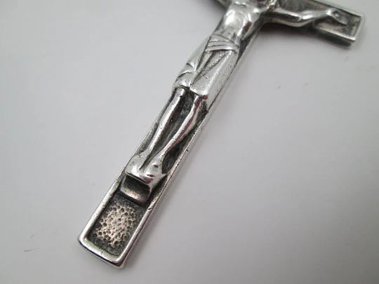 Sterling silver cross crucifix convents. Ring on top. 1990's. Spain