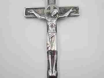 Sterling silver cross crucifix convents. Ring on top. 1990's. Spain