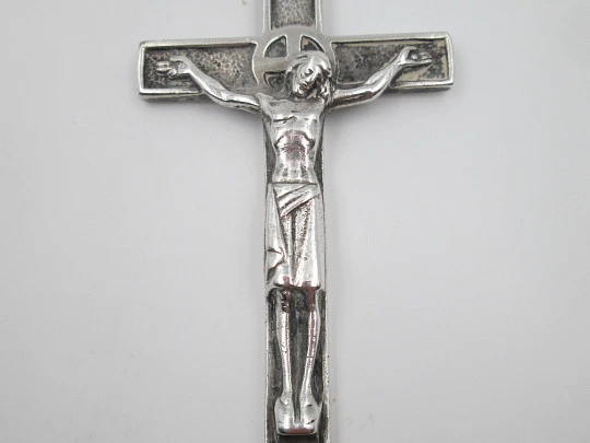 Sterling silver cross crucifix convents. Ring on top. 1990's. Spain