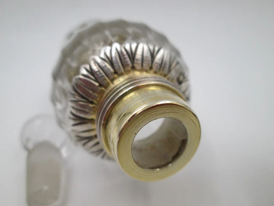 Sterling silver cut crystal Opera / Travel liquor flask Henri Soufflot. 1890's