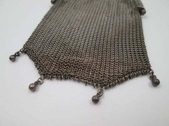 Sterling silver double ladies mesh purse. Half moon clutch frame. Europe. 1920's