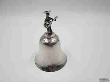Sterling silver hand bell. 1970's. Mariachi figure top. Clapper
