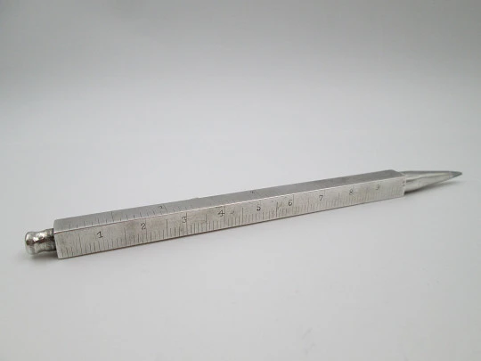 Sterling silver mechanical pencil with centimeters and inches meter. 1920's