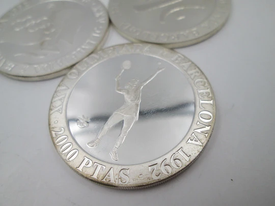 Sterling silver Olympic Games Barcelona eleven coins (2.000 pesetas) collection. 1990's