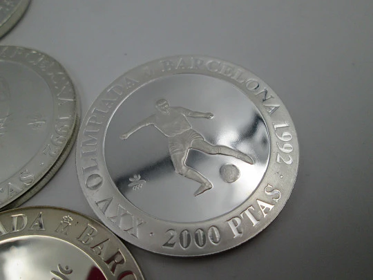 Sterling silver Olympic Games Barcelona eleven coins (2.000 pesetas) collection. 1990's