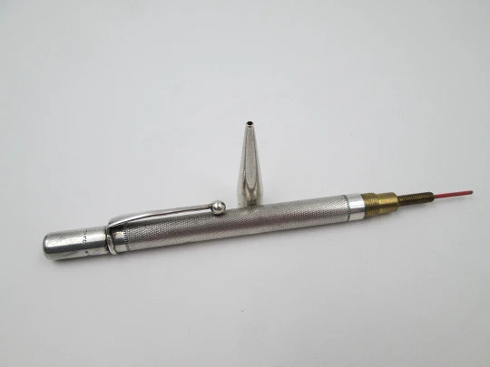 Sterling silver propelling pencil. Twist mechanism. Guilloché. 1930s. UK