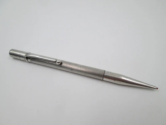 Sterling silver propelling pencil. Twist mechanism. Guilloché. 1930s. UK