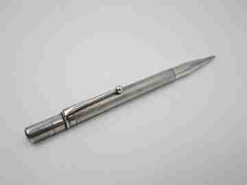 Sterling silver propelling pencil. Twist mechanism. Guilloché. 1930s. UK