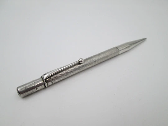 Sterling silver propelling pencil. Twist mechanism. Guilloché. 1930s. UK