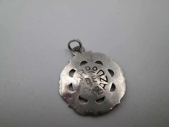 Sterling silver religious medals. Sacred Heart of Jesus and Virgin with Crescent Moon. 1920's Sterling silver religious medals. Sacred Heart of Jesus and Virgin with Crescent Moon. 1920's