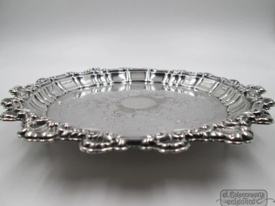 Sterling silver saucer / centerpiece. Shells and flowers. 1970's