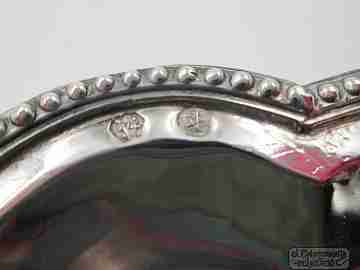 Sterling silver tray. Flowers & leaves chiselled. Balls edge. 1970's