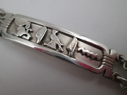 Sterling silver women's bracelet. Openwork egyptian motifs. 1990's