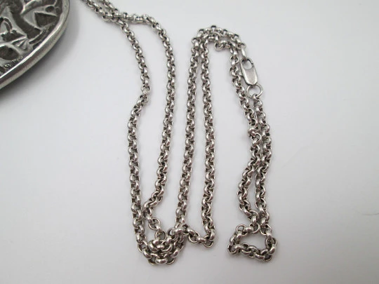 Sterling silver women's necklace. Open link chain and four-armed idol pendant. 1980's Sterling silver women's necklace. Open link chain and four-armed idol pendant. 1980's