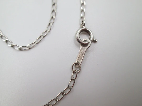Sterling silver women's necklace. Open links chain and symbol round pendant. 1980's Sterling silver women's necklace. Open links chain and symbol round pendant. 1980's