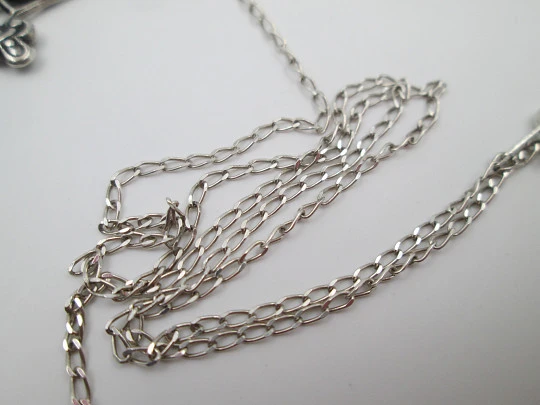 Sterling silver women's necklace. Openwork acorn pendant and fine link chain. 1960's