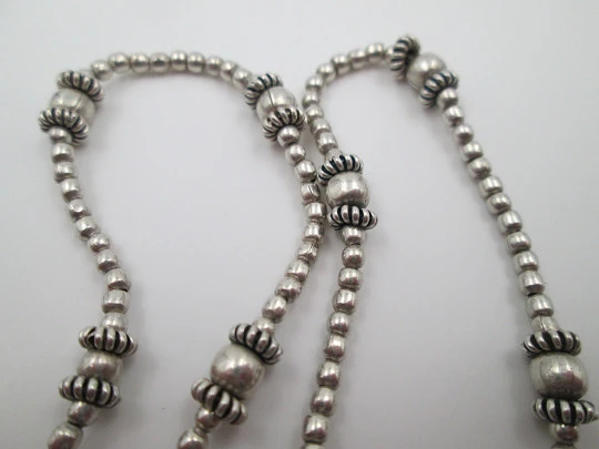 Sterling silver women's necklace. Spheres and circular ornaments. Europe. 1970's