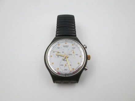 Swatch Irony Chronograph Plastic Metal Spirals Dial Box 1991