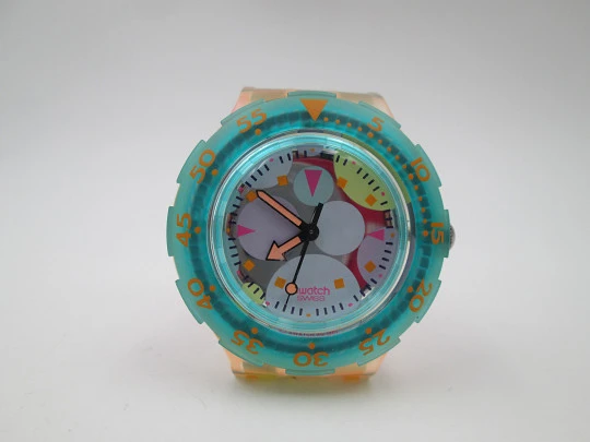 Swatch Scuba 200m Sea Grapes SDK105. Colours plastic. Quartz. Box. 1991. Swiss