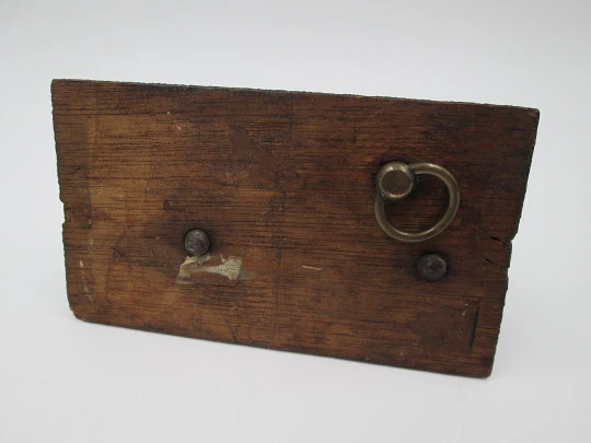 Swiss music box mechanism. Wind up movement. Wood stand. 1940's