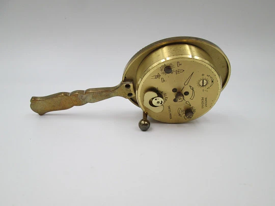 Swiza 8 days desk table alarm clock. Manual winding. Bronze. Mirror shape. 1970's