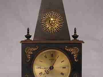Swiza 8 days. Hand winding. Bronze. Alarm clock. Chimney shape. 1970's