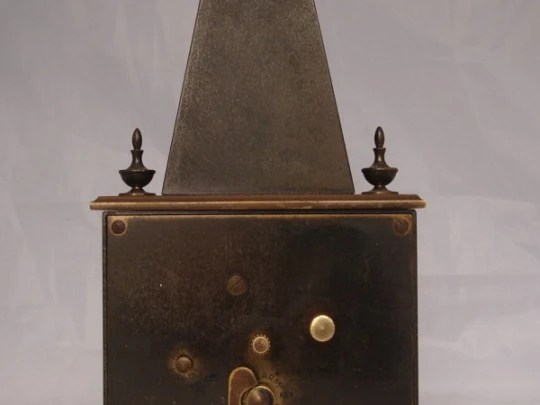 Swiza 8 days. Hand winding. Bronze. Alarm clock. Chimney shape. 1970's