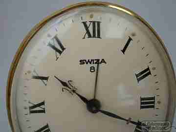 Swiza 8 días. Cuerda manual. Bronce. Patitas. Despertador. 1970