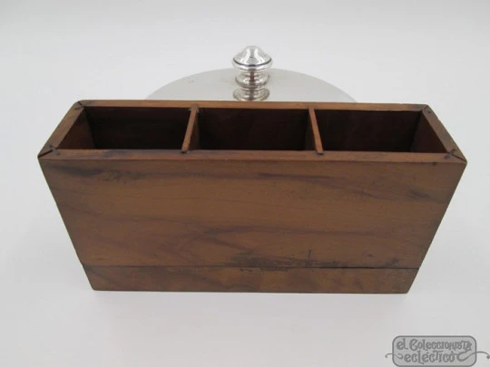 Table box. 1940's. Root wood. Silver & vermeil. Pen holder. Ashtray