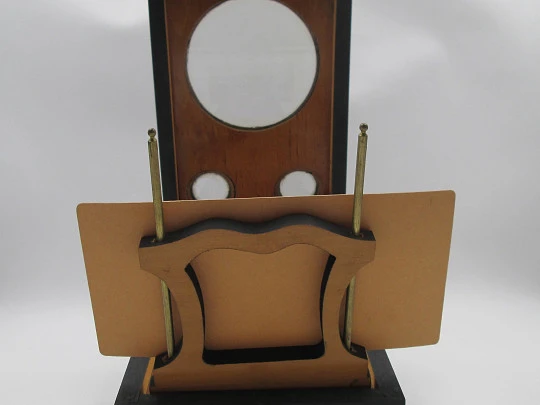 Table / desk stereoscope. Black lacquered wood and brass details. Europe. 1890's