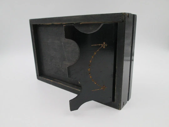 Table / desk stereoscope. Black lacquered wood and brass details. Europe. 1890's