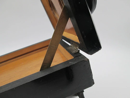 Table / desk stereoscope. Black lacquered wood and brass details. Europe. 1890's