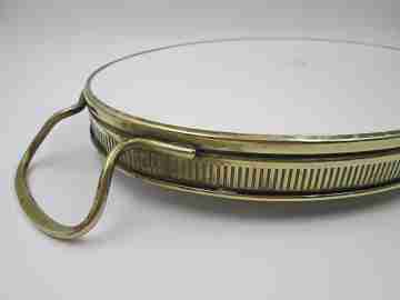 Table tray. Majolica pottery and gold plated metal. Floral ornaments. 1930's