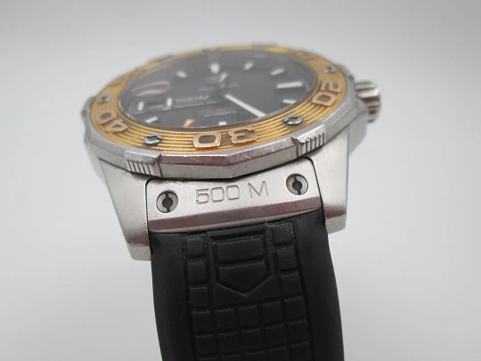 TAG Heuer Aquaracer 500m. Caliber 5. Steel & 18k gold. Black dial. Box. 2009