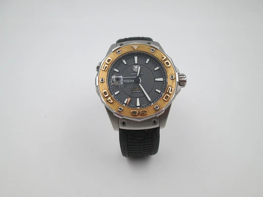 TAG Heuer Aquaracer 500m. Caliber 5. Steel & 18k gold. Black dial. Box. 2009