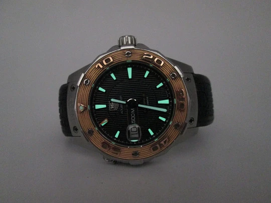 TAG Heuer Aquaracer 500m. Caliber 5. Steel & 18k gold. Black dial. Box. 2009