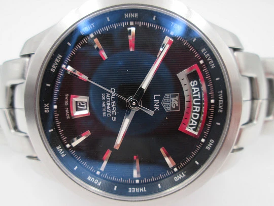 Tag Heuer Link Caliber 5. Automatic. Stainless steeel. Bracelet. Blue dial