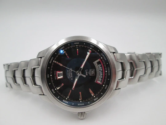 Tag Heuer Link Calibre 5. Automático. Acero inoxidable. Brazalete. Dial azul