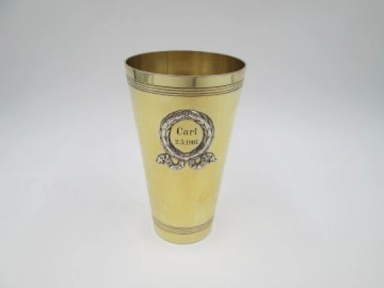 Tall glass. Prize. Germany. 1907. Silver. Vermeil. Friedlaender