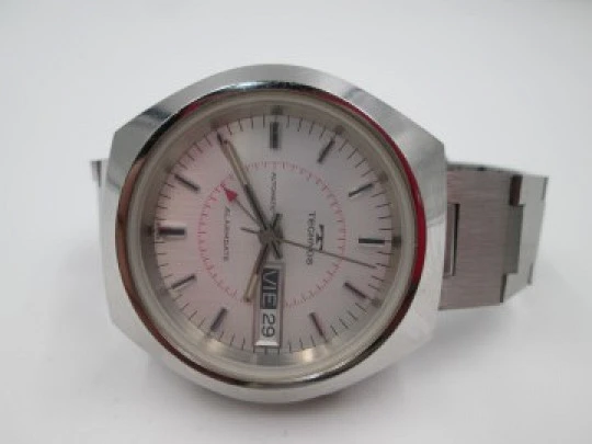 Technos Alarm Date. Stainless steel. Bracelet. Automatic. Swiss. 1970's