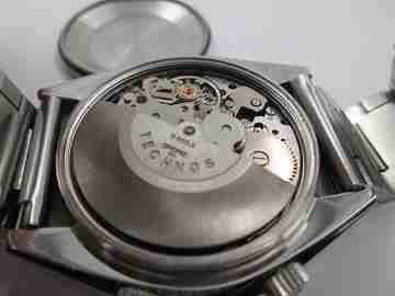 Technos Alarm Date. Stainless steel. Bracelet. Automatic. Swiss. 1970's