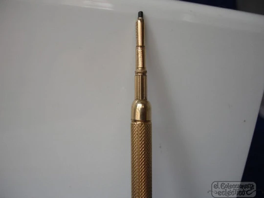 Telescopic propelling pencil. Gold plated. Perry & Co. 1910. Twist system