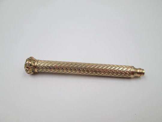 Telescopic propelling twist pencil. Gold plated. W.S. Hicks. 1900's. USA